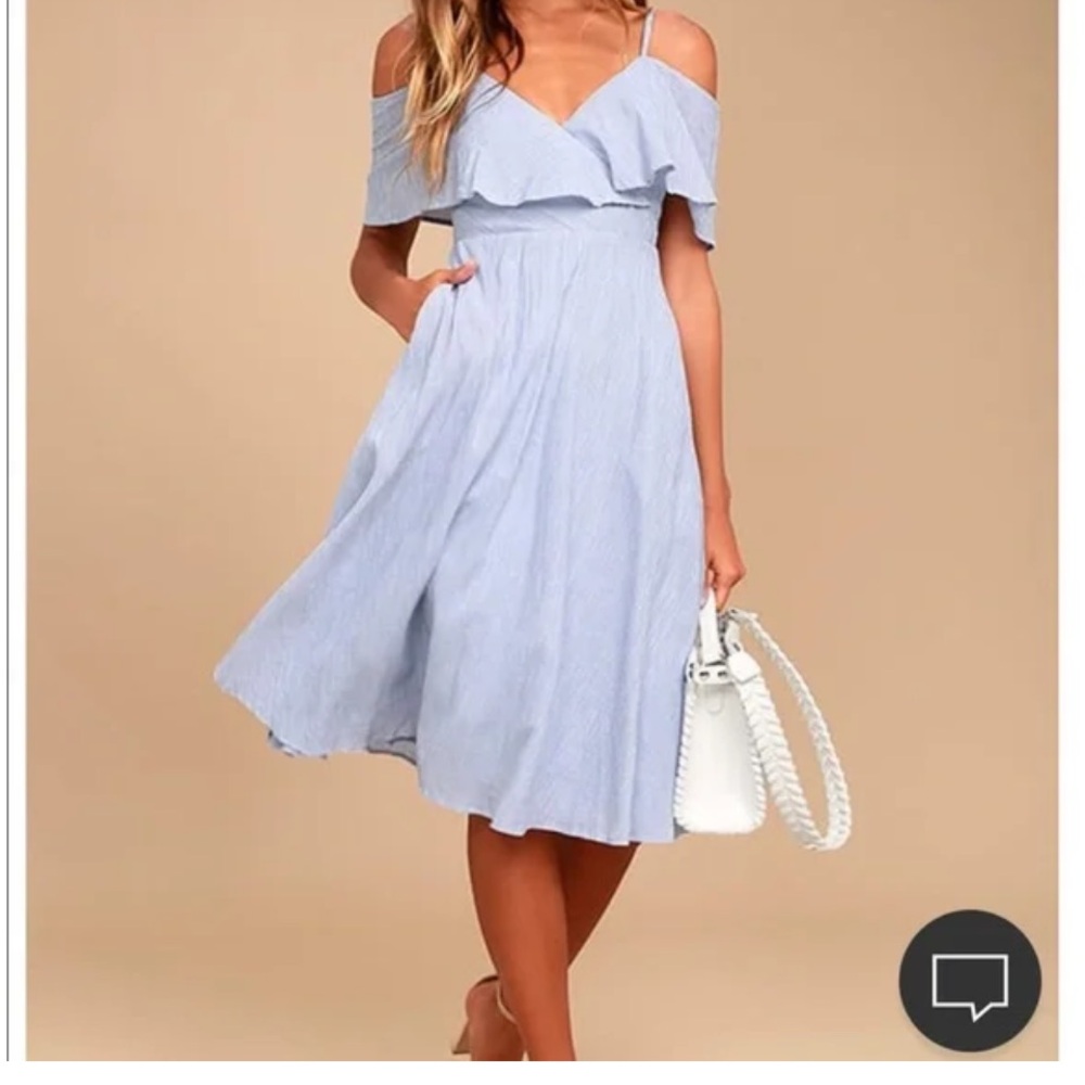 Lulus Yacht/Seersucker Dress NWT. Size XL. Blue/White